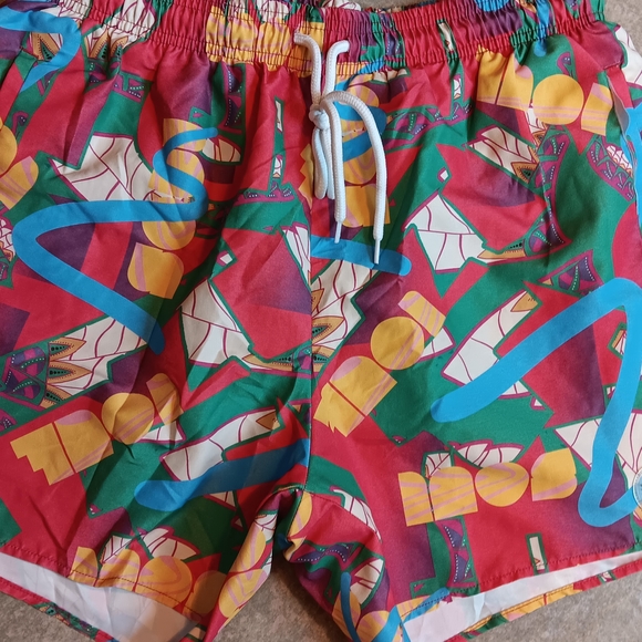 Topman Red and Green Board Shorts for Stylish Swimming - Picture 1 of 3